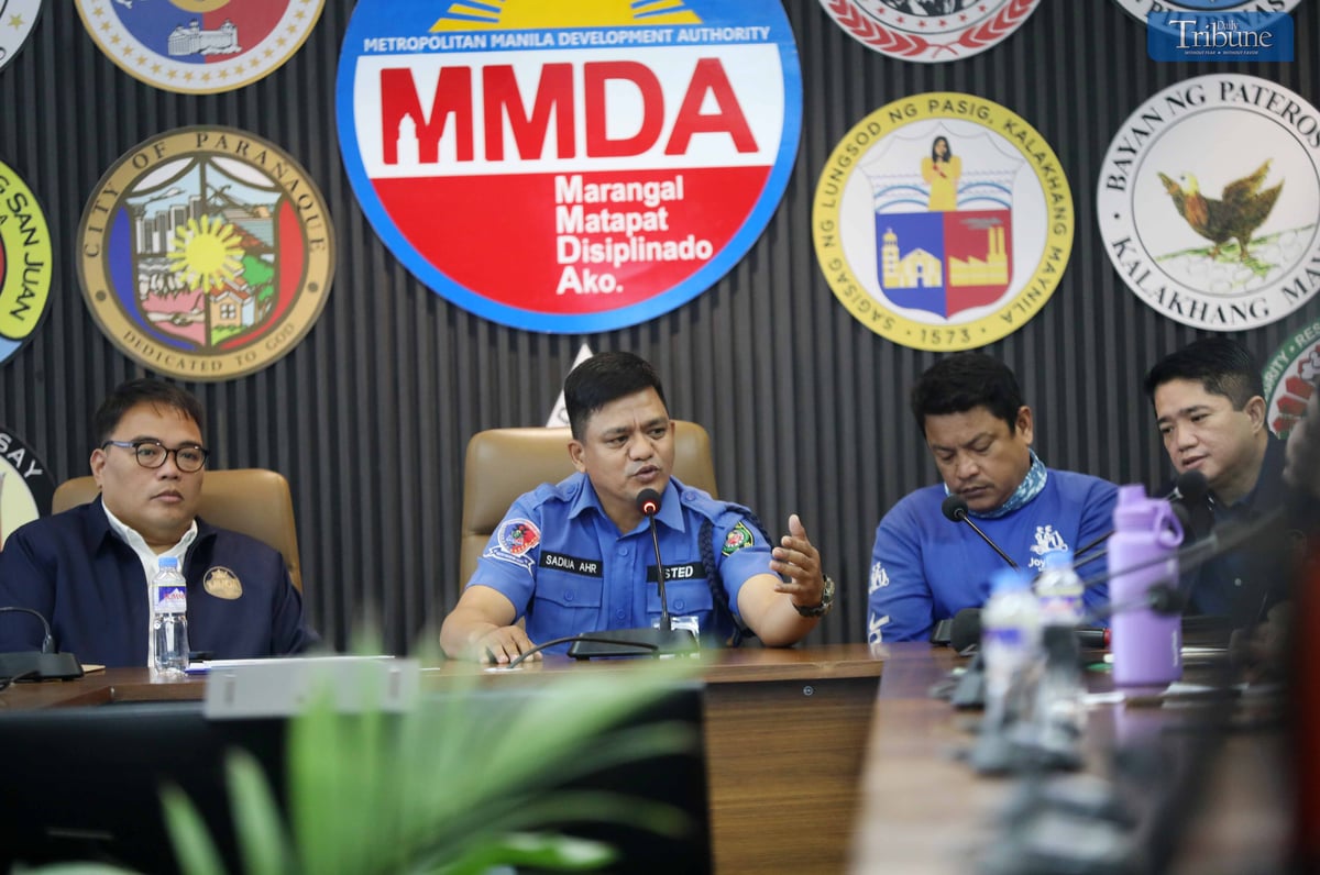 (August 29 2024)…………MMDA Traffic Enforcer Allan Sadua, who climbed onto the hood of a car involved in a road incident while attempting to stop it, speaks at a press conference in Pasig City on August 28, 2024. In a video clip purportedly captured by a motorcycle rider who was also involved in the incident, the motorist continued to drive despite other traffic enforcers pursuing the car. According to the MMDA, the driver of the car will face an attempted homicide charge.……….Photo/Analy Labor